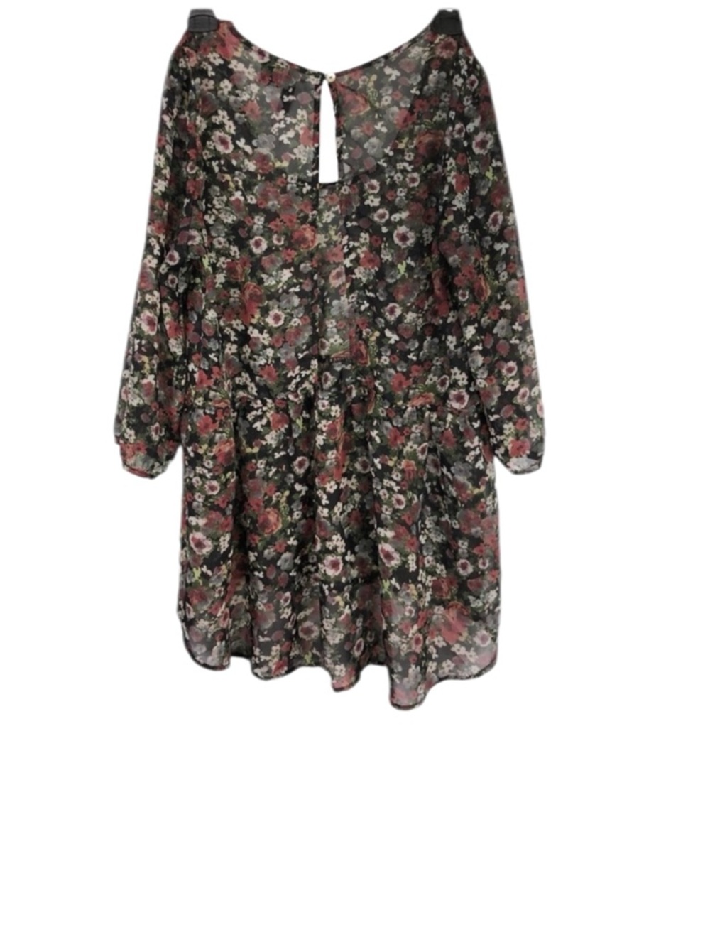 Full Tilt Floral Sheer Hi-Low Boho Style Top/Blouse Back Opening/Cutout Size M - Picture 8 of 13